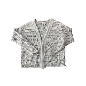 Cream Light beige Women’s Artelier Open Knit Chrocheted Pattern Cardigan Sz XS